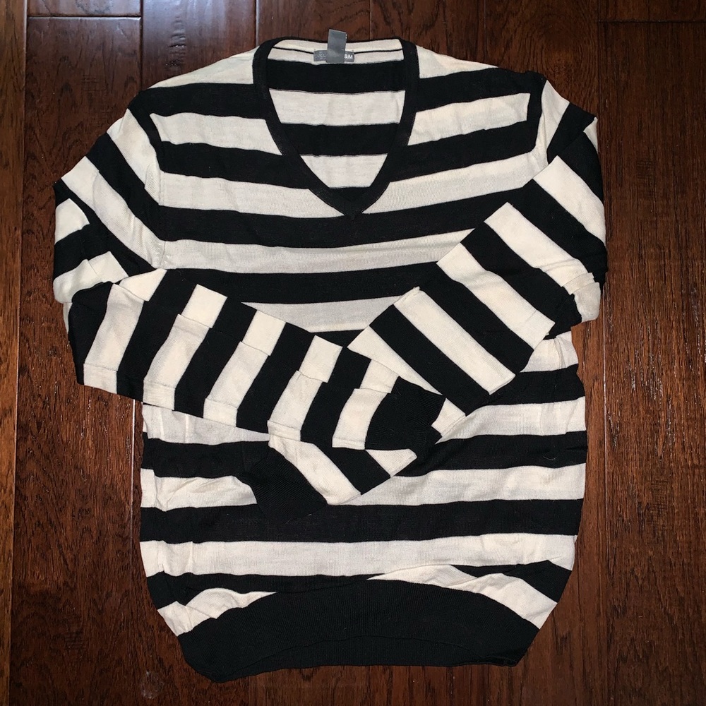 H&M striped V-neck sweater